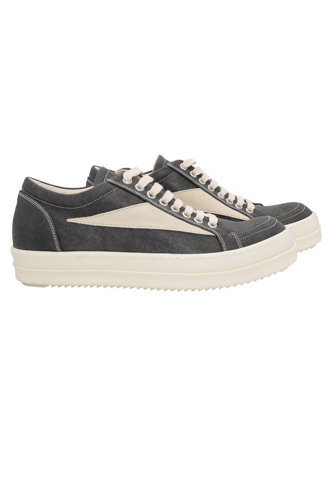 Rick Owens DRKSHDW Vintage Sneaks - Overdyed Foil Denim Dark Dust