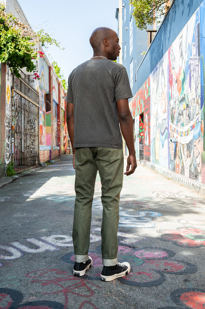 Pure Blue Japan 12oz Selvedge Chinos - 1181-OLV-019 - Olive Relaxed Tapered