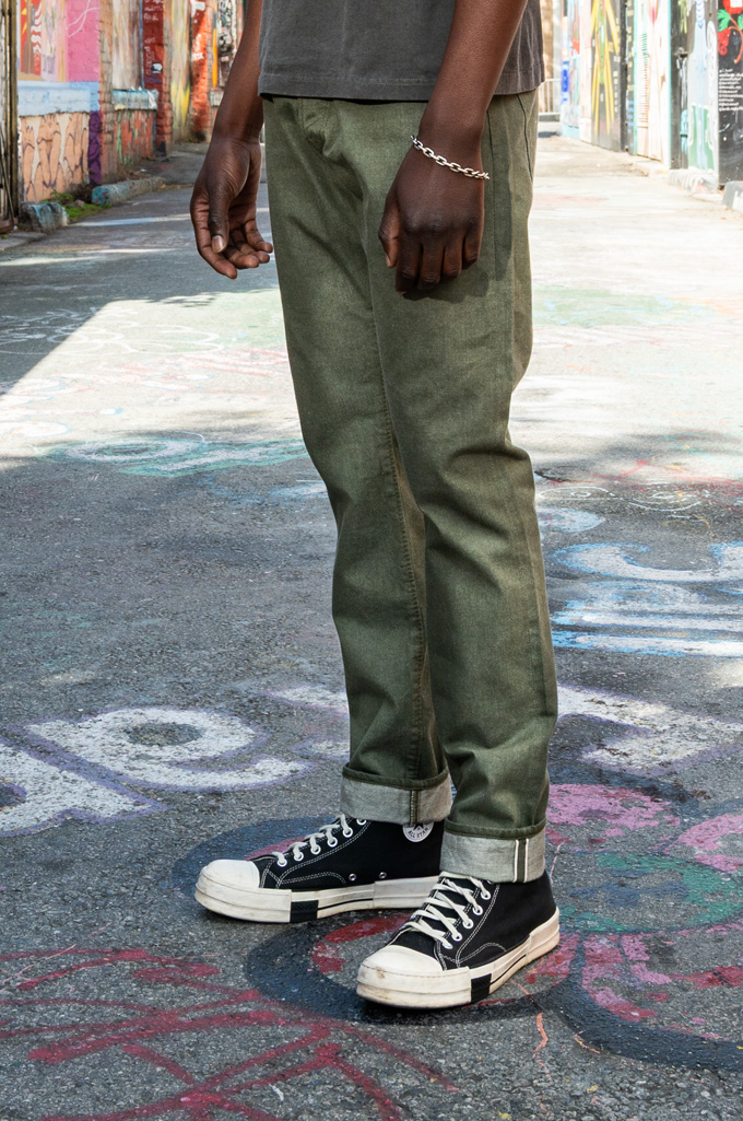 Pure Blue Japan 12oz Selvedge Chinos - 1181-OLV-019 - Olive Relaxed Tapered